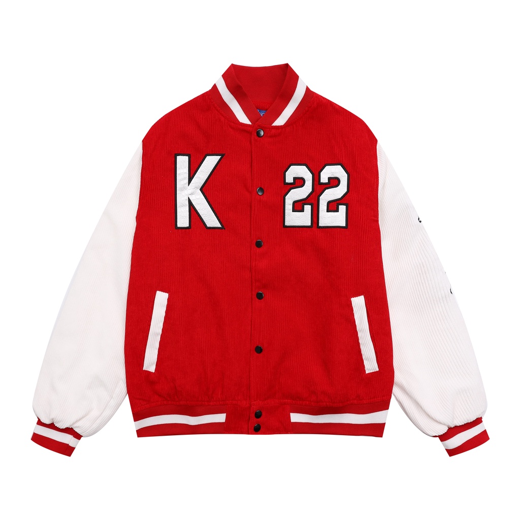 Áo Khoác Nam Nữ Nhung Tăm Jacket Varsity Graffiti King Brand V2 Màu Đỏ
