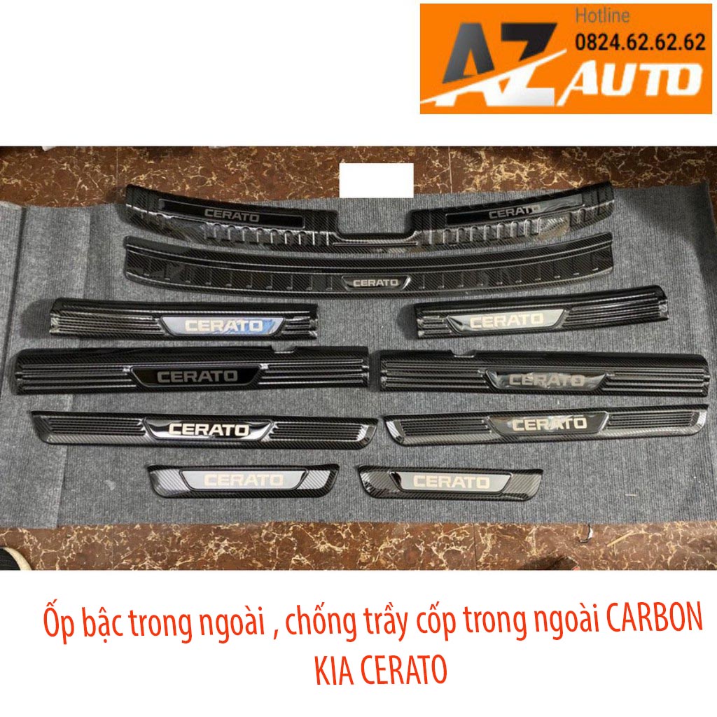 Ốp bậc cửa, bậc cốp Kia Cerato 2019-2021 vân carbon cao cấp - hàng cao cấp