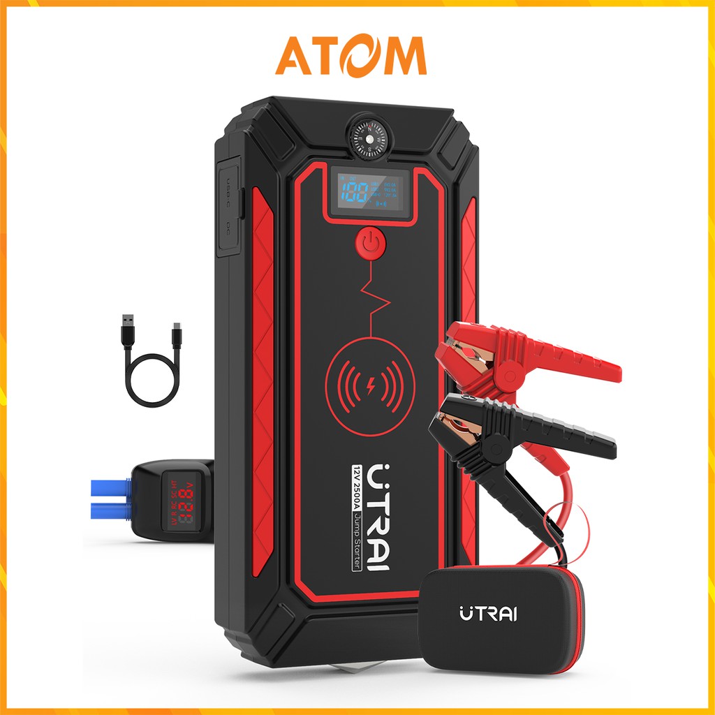 Bộ kích điện ô tô,tích hợp búa thoát hiểm, la bàn, sạc không dây, pin dự phòng, đèn led - UTrai 4 chính