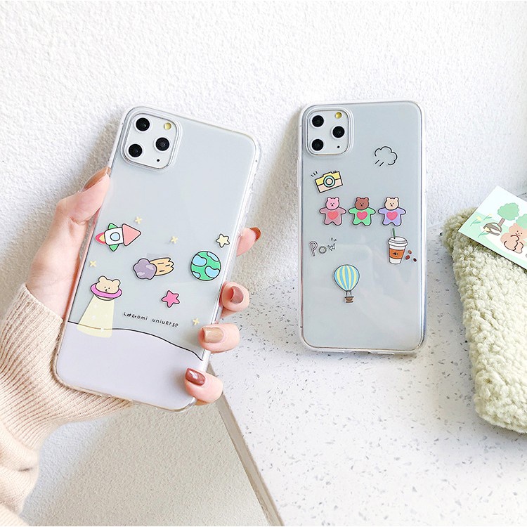 Ốp lưng iphone Gấu Không Gian viền trong chống ố 5/5s/6/6plus/6s/6splus/7/7plus/8/8plus/x/xs/11/12/pro/max/plus/promax