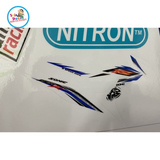 Tem xe sonic 150 RS trắng xanh