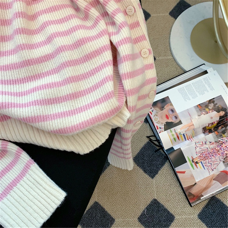 Áo Len Tay Dài Form Rộng Họa Tiết Sọc Dễ Phối Đồ