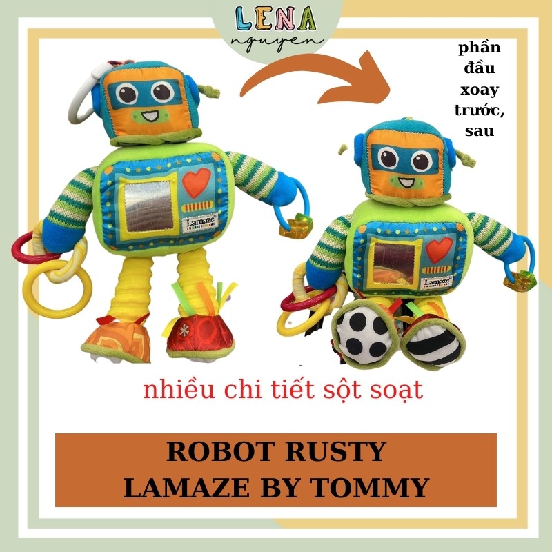 Robot vải Rusty Lamaze by Tomy 𝑭𝑹𝑬𝑬𝑺𝑯𝑰𝑷 Đồ chơi vải sột soạt treo nôi, cũi, xe đẩy cho bé