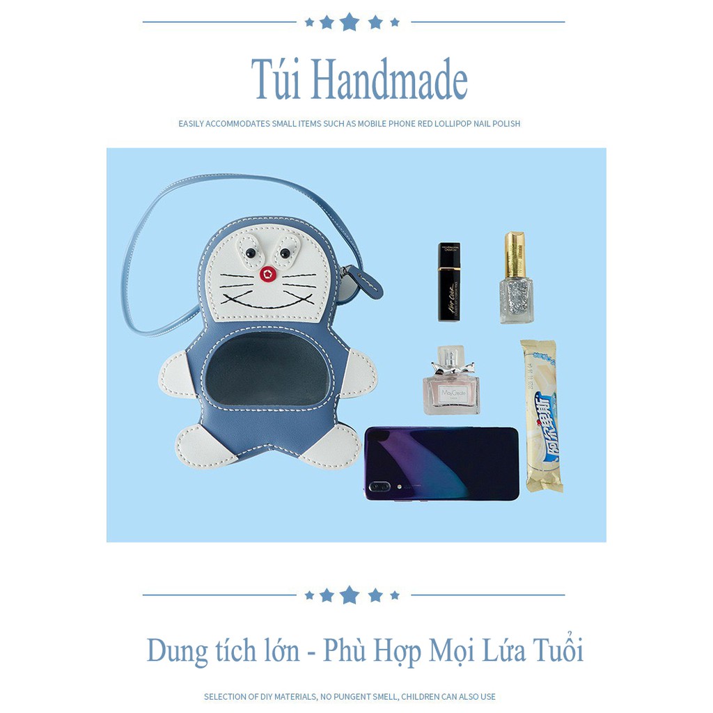 [Sắn Hàng] Set Nguyên Liệu Làm Túi Handmade Hình Doraemon Bụng Trong Suốt Siêu Dễ Thương