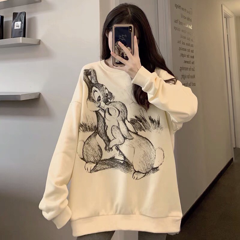 Áo sweater nữ hàn quốc nỉ cổ tròn form rộng dài tay đẹp giá rẻ g041 | BigBuy360 - bigbuy360.vn