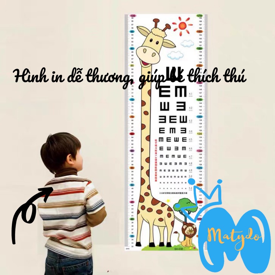 Thước đo chiều cao dán tường MATYDO cho bé nhiều hình dễ thương bền đẹp