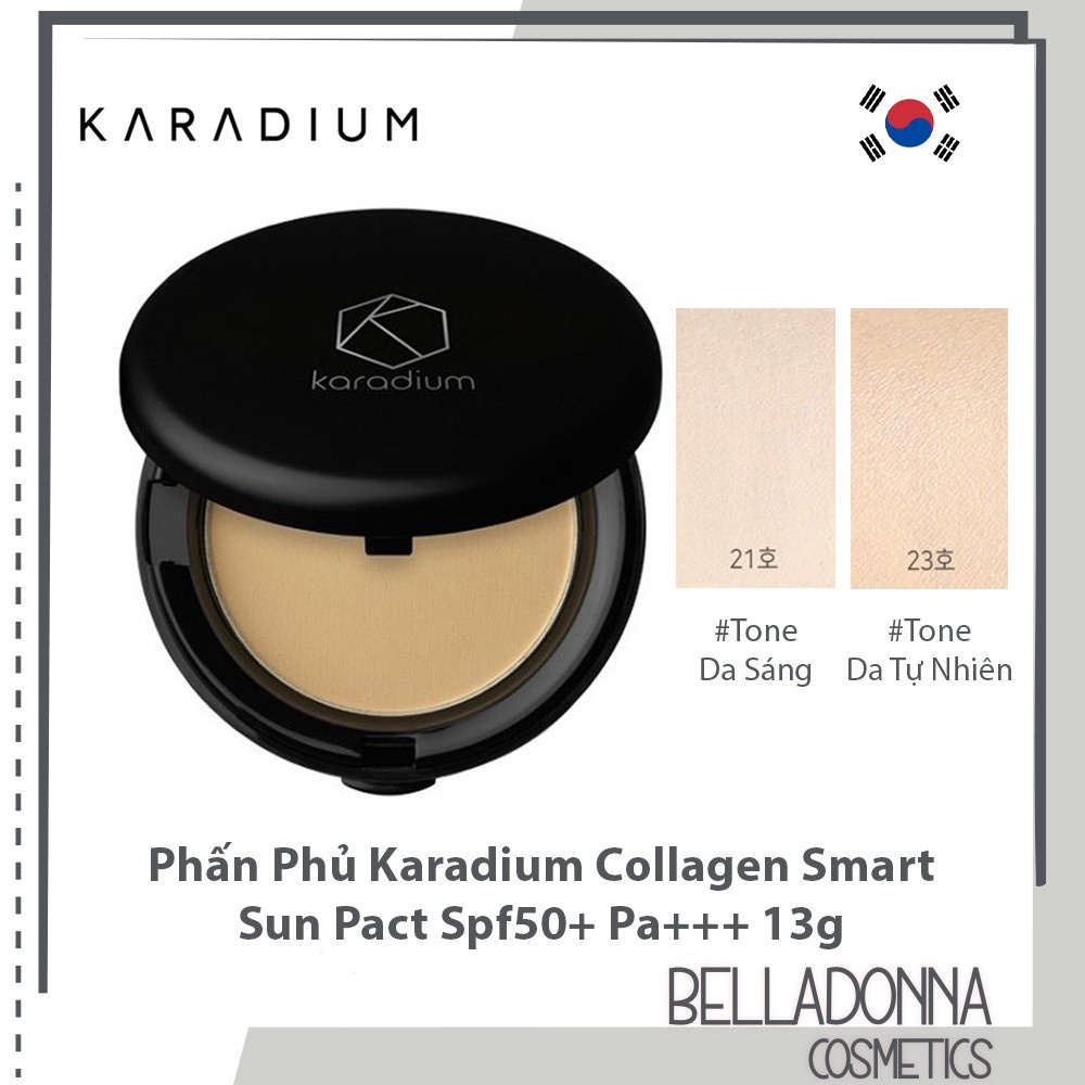 Phấn phủ KARADIUM Collagen Smart Sun Pact mịn da bền tone Spf50+ PA+++