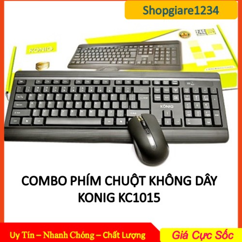 ✨ Bàn Phím + Chuột Không Dây KONIG KC1015 - Hàng Mới + Chính Hãng 100%- Bảo Hành 1 ĐỔI 1- FULL BOX