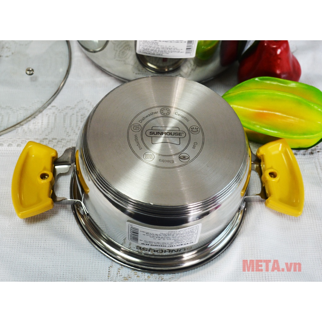 Bộ nồi 5 đáy cao cấp inox bếp từ Sunhouse SH781 HOẶC SH788 (TẶNG 1 KHĂN LAU)