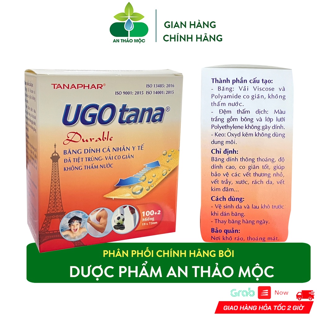 Băng Dính Cá Nhân Y Tế Ugo Tana Tanaphar Độ Dính Chắc Hộp 102 Miếng