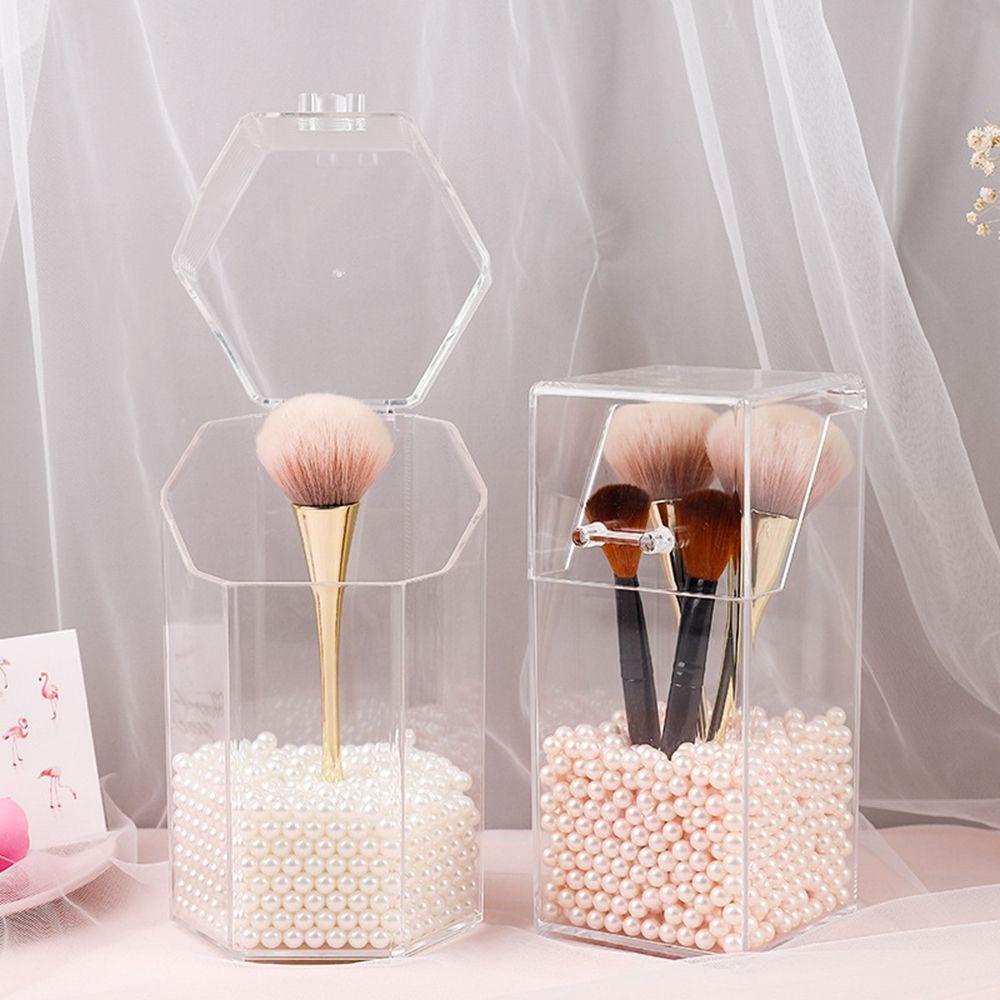Hộp Đựng Cọ Trang Điểm NICKOLAS Trong Suốt Chống Bụi Có Nắp Lật Tiện Dụng