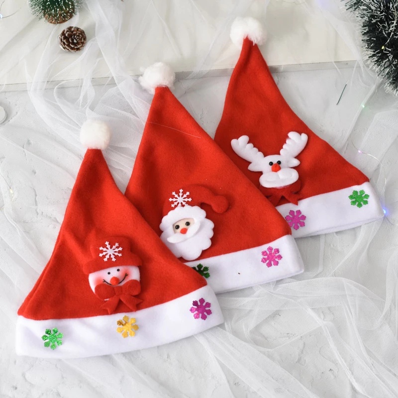 Nón Giáng Sinh Có Đèn LED Hình Người Tuyết &amp; Ông Già Noel Trang Trí Sáng Tạo