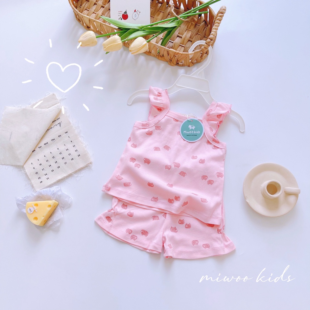 Bộ cánh tiên cotton chính hãng Miwoo mùa hè cho bé gái siêu xinh bảng màu 2