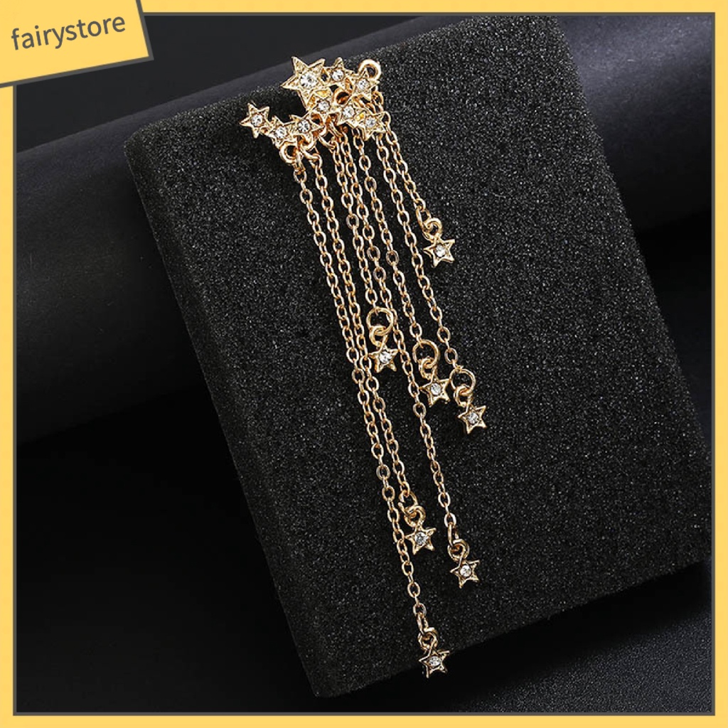 Bông Tai Dáng Dài Hình Ngôi Sao Đính Đá Lấp Lánh