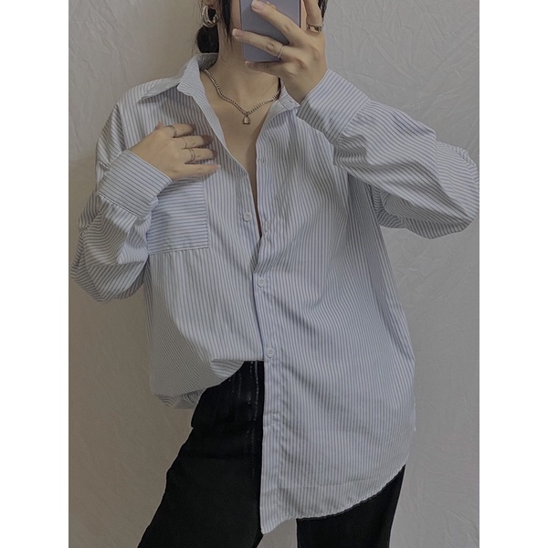[Mã FAMARAL1 giảm 10K đơn 50K] Áo sơmi kẻ sọc oversize