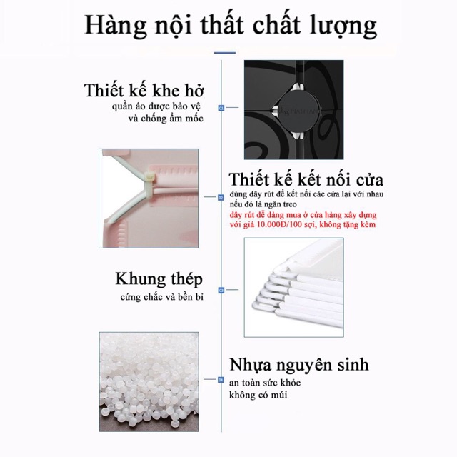 Tủ nhựa ghép 6 ngăn tặng kèm móc treo quần áo V LUCKY HOUSE VLK75