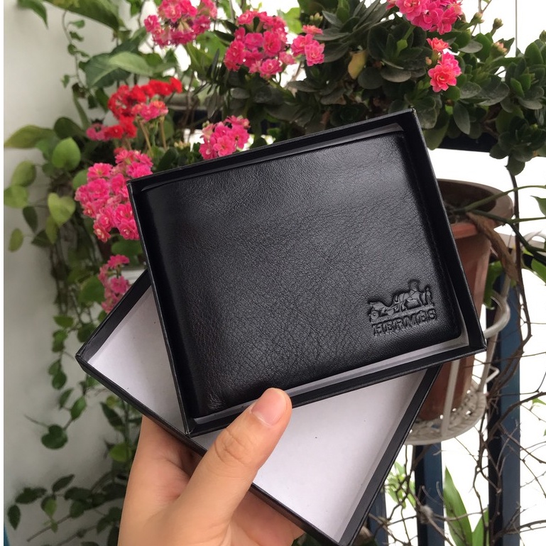 Ví Nam Da Bò 100% May Viền Cao Cấp, Ví Da Bò Thật 100%. Bóp Nam Dáng Ngang Đẹp Full Hộp Sang Trọng Nam Tính Chính Hãng