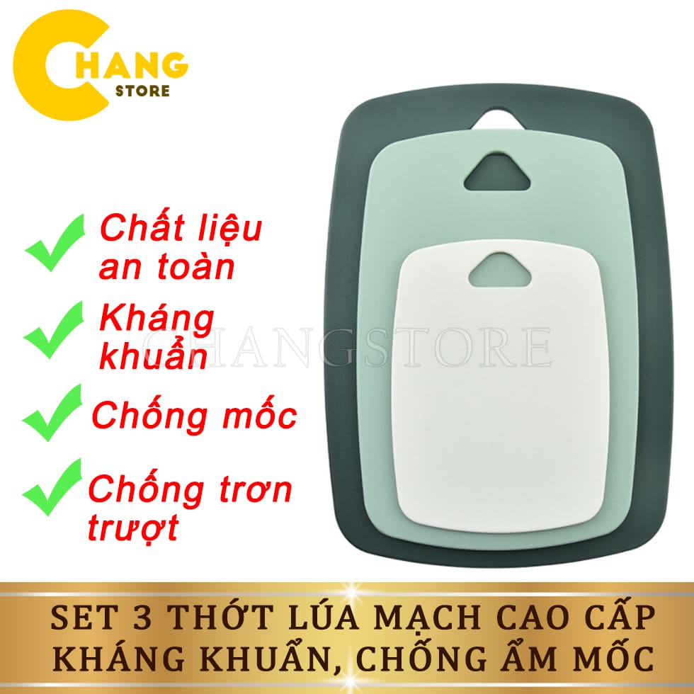 Set 3 Thớt Lúa Mạch Kháng Khuẩn Cao Cấp, Chống Ẩm Mốc, Trơn Trượt Siêu Xinh