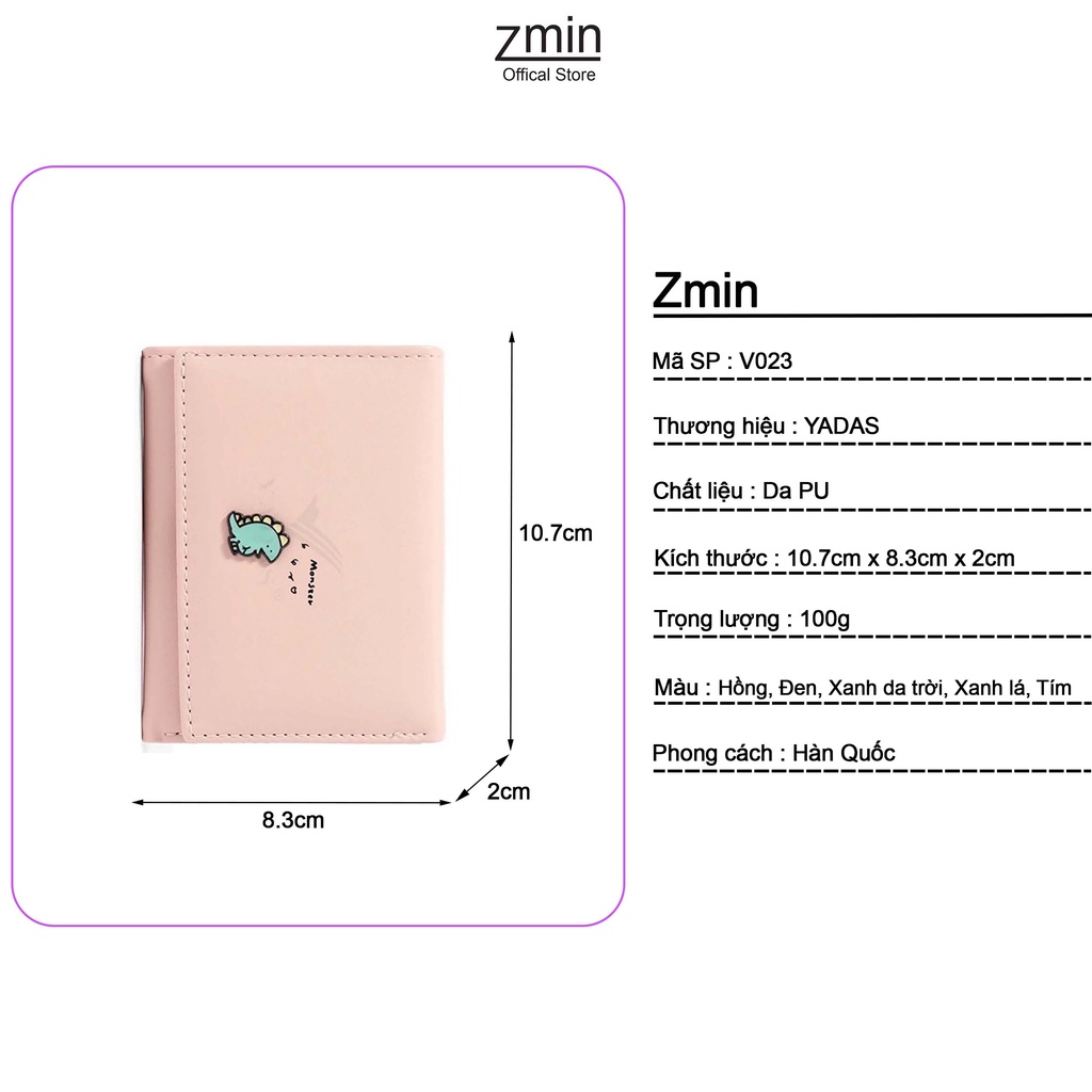 Ví bóp nữ mini cầm tay khủng long Zmin, chất liệu cao cấp có thể bỏ túi - V023