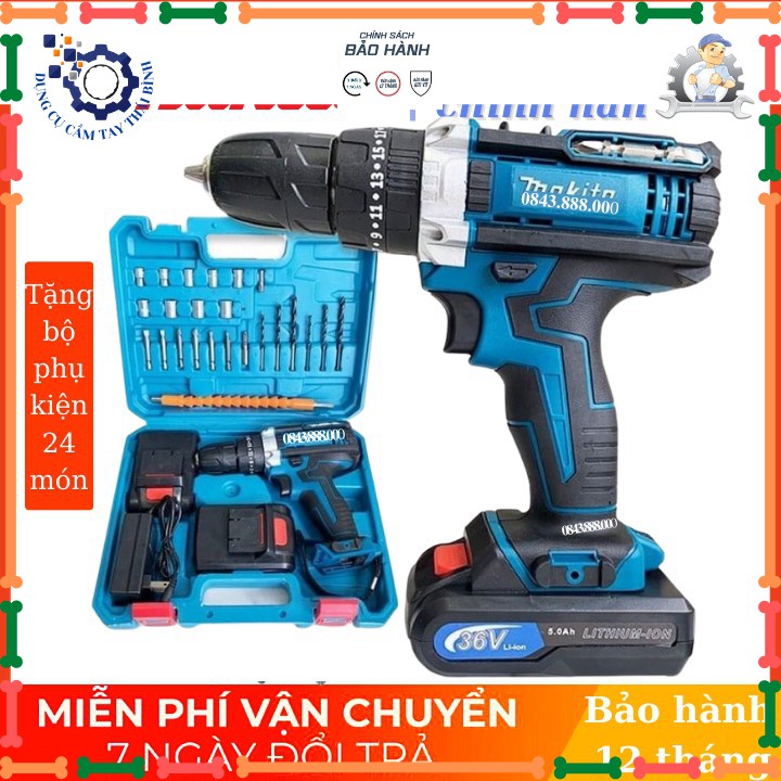 Máy khoan pin, bắt vít MKT 36v ( pin xám 1800mah) ⚡️ 3 chức năng ⚡️ có cân bằng thủy lực ⚡️Tặng bộ phụ kiện cao cấp