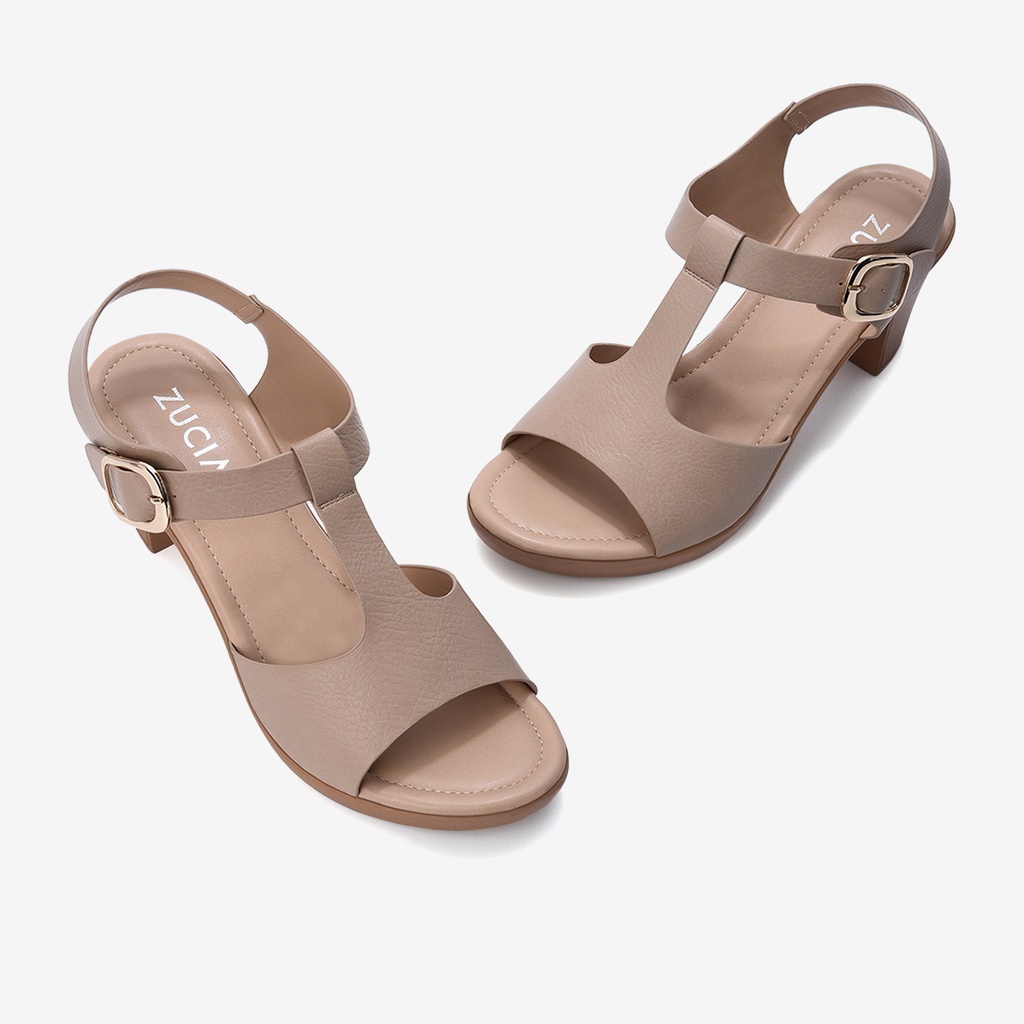 Giày sandal cao gót nữ Zucia thiết kế quai chữ T đế đúc vững chắc siêu nhẹ tôn dáng cao 8cm - SRX51