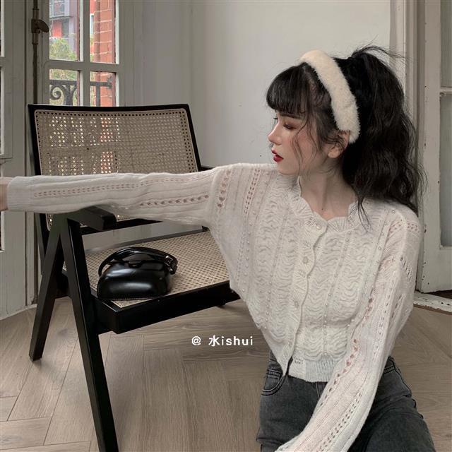 Áo Cardigan Dệt Kim Mỏng Đục Lỗ Đính Hạt Kiểu Retro Dễ Phối Đồ Cho Nữ 2021 | BigBuy360 - bigbuy360.vn