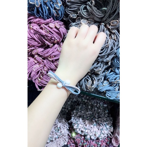 Set 12 Dây Buộc Tóc Nhiều Màu Co Giãn Phong Cách Hàn Quốc Cho Nữ Có Hộp Đựng Xịn Xò