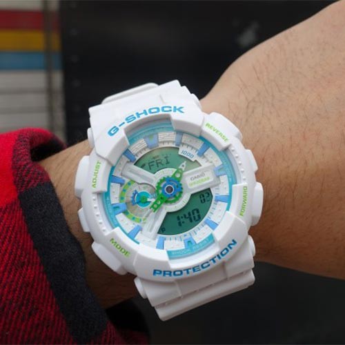Đồng hồ nam Casio Gsock GA-110WG-7ADR Chính hãng - Dây trắng - Chống nước 200m
