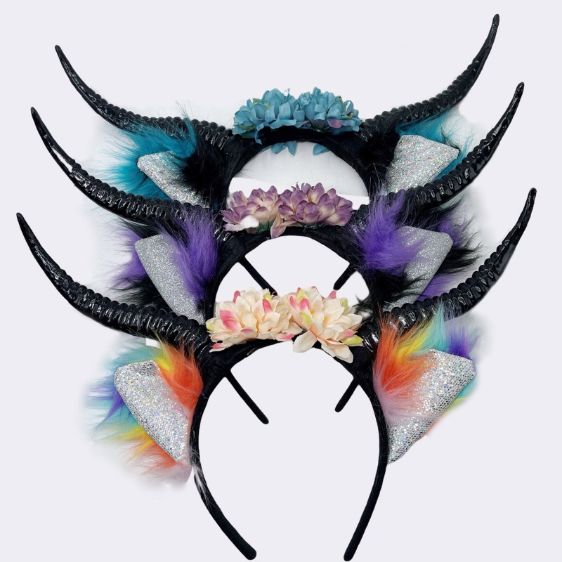 Cài Tóc Hình Sừng Cừu Bằng Oxi Nhân Tạo Hóa Trang Halloween