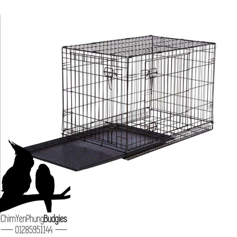 Lồng thú cưng gấp gọn sơn tĩnh điện (60x42x50) có máng phân. [SG-giao hoả tốc 2h]