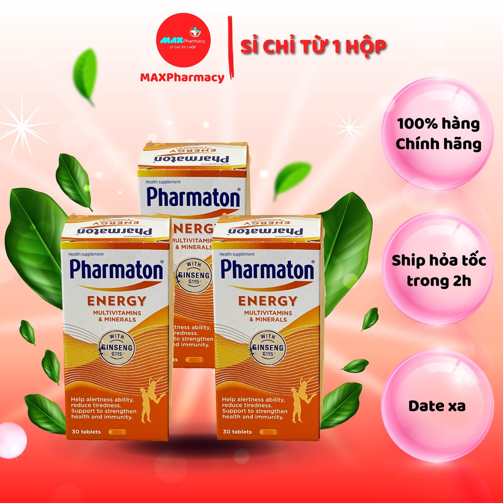 Viên Uống Bổ Sung Năng Lượng PHARMATON ENERGY Nhân sâm Multivitamins Minerals With Ginseng 30V - Maxpharmacy