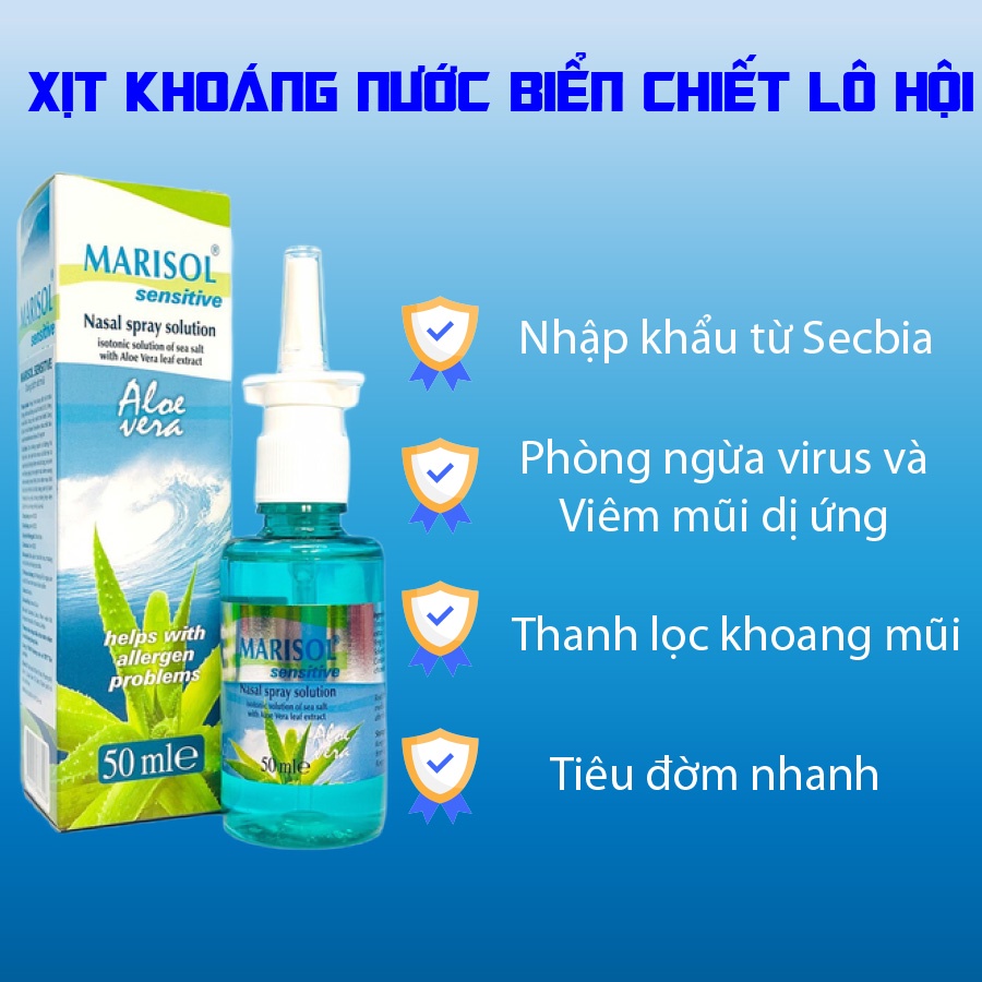 [HÀNG CAO CẤP] Xịt Mũi Nước Biển Sâu Lô Hội Marisol Sensitive PHÒNG NGỪA VI KHUẨN, VIÊM MŨI DỊ ỨNG