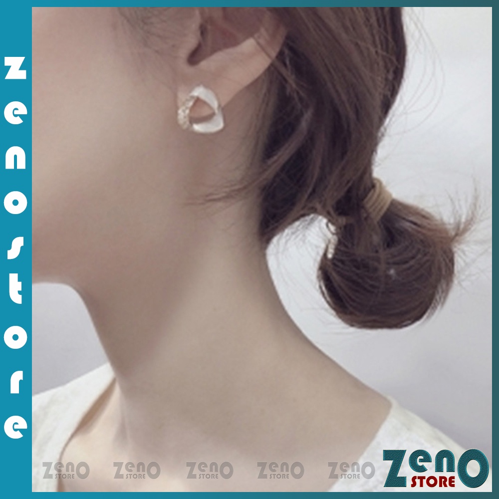 Khuyên tai ZenO bạc Ý KT09 phong cách Hàn Quốc, bông tai bạc S925