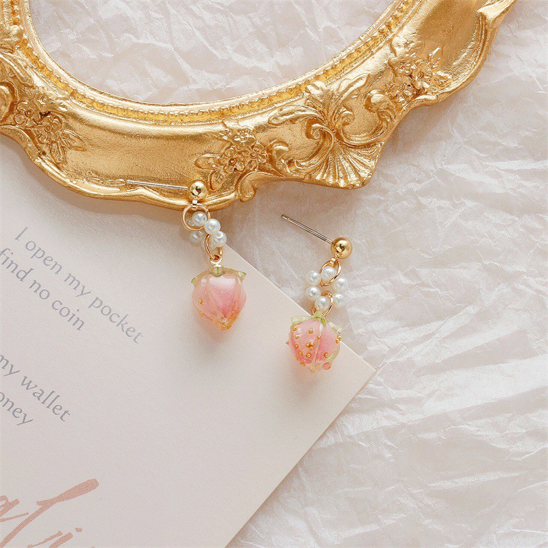 Khuyên Tai Dáng Dài Đính Ngọc Trai Xinh Xắn Phong Cách Hàn Quốc