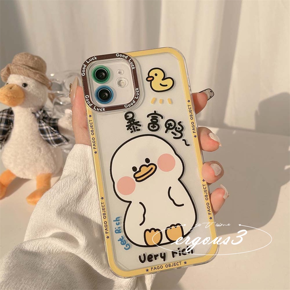 Ốp Điện Thoại Mềm Họa Tiết Vịt Hoạt Hình Bảo Vệ Lens Cho iPhone 14 13 12 11 Pro Max SE2020 X XR Xs Max 7 8 6 6s Plus