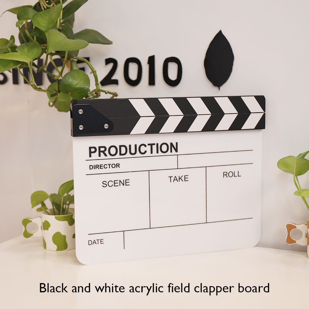 COD❀Movie Clap Board Film Slate Clapper Board with Eraser + Pen Black White