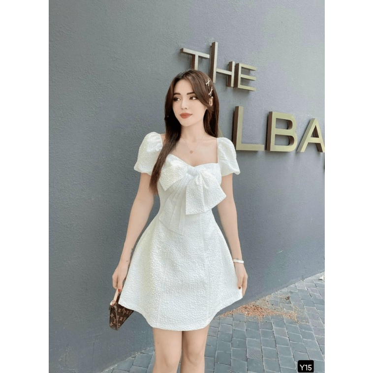 (Free ship) Mẫu Đầm Bán Chạy Nhất | Đầm Gấm Xốp Phối Nơ Sang Chảnh Thỏa Sức Mặc Đi Chơi Đi Tiệc UP HHP Fashion