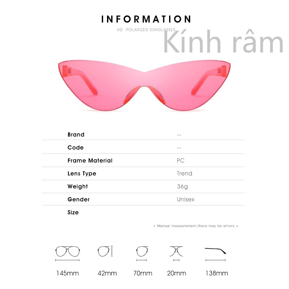 Kính mát kiểu mắt mèo màu kẹo ngọt sành điệu cho nữ