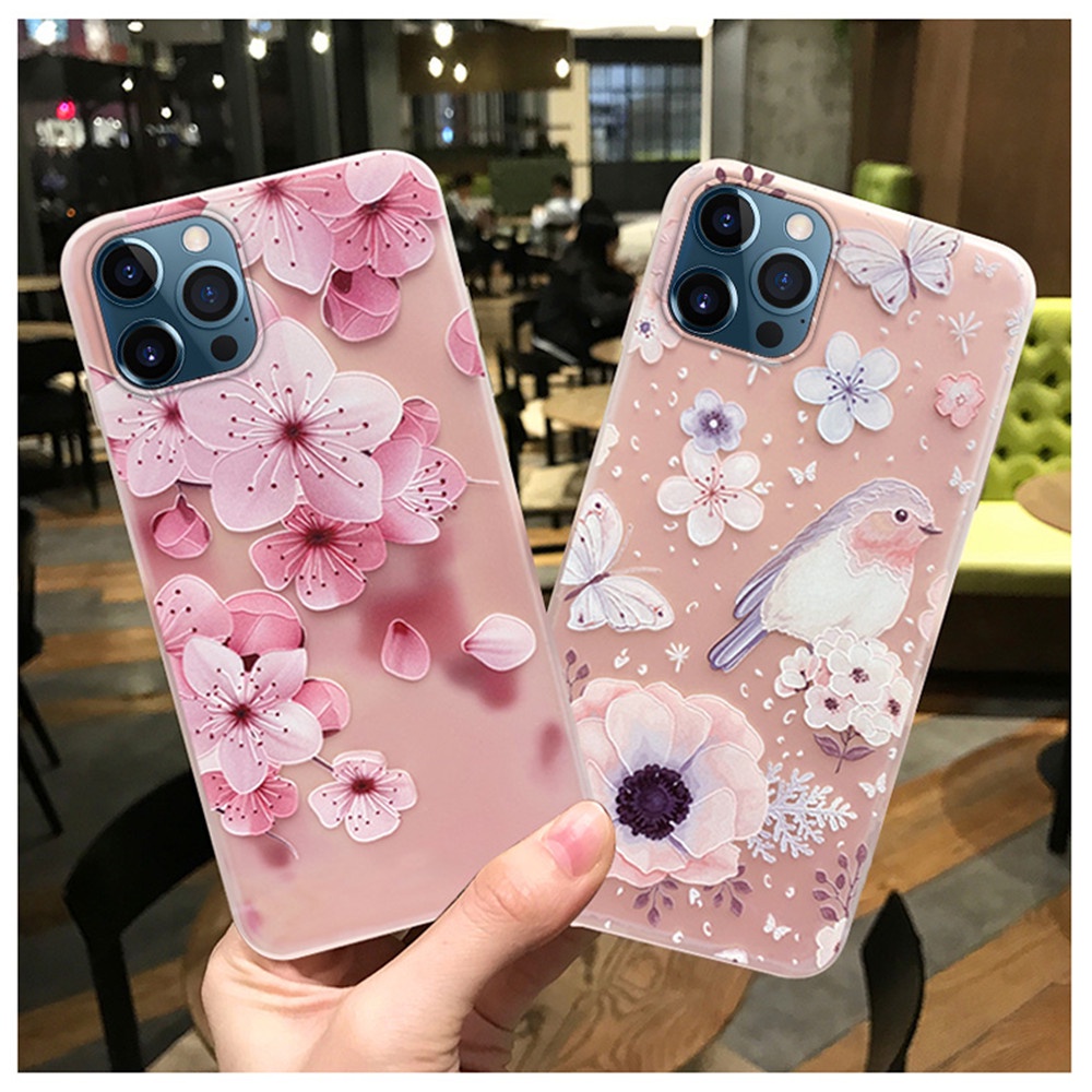 Ốp điện thoại TPU mềm in hoa cho iPhone 12 11 13 Pro Max 12 13 Min 6 6s 7 8 Plus X Xr Xs Max