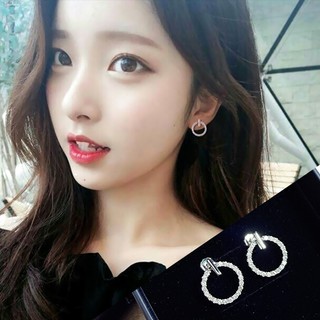 Bông tai bạc nữ khuyên tròn sáng lấp lánh phụ kiện trang sức hot trend hàn quốc - moonlight