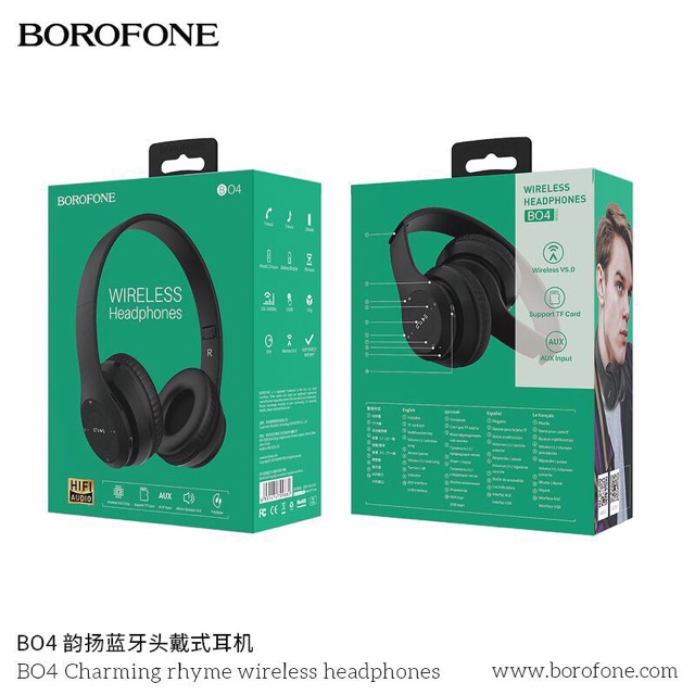 Tai nghe chụp tai bluetooth hỗ trợ khe cắm thẻ nhớ Borofone B04 chính hãng