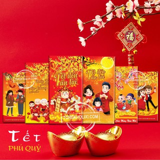 Phong bao lì xì, Bao lì xì 2022 đa dạng mẫu mã màu đỏ in tết Nhâm Dần 2022 hình dễ thương độc lạ- Giấy Bóng cực đẹp