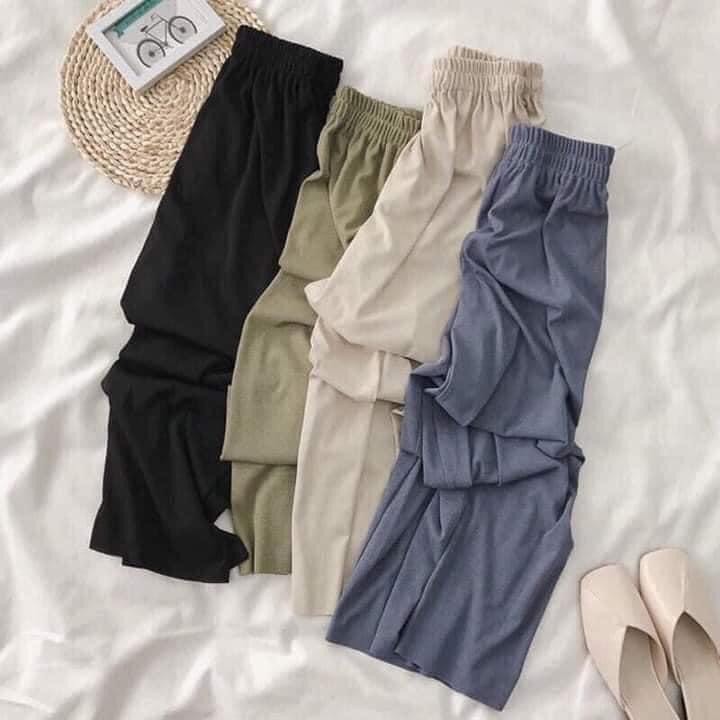 Quần ống suông nữ Baggy Hàn Quốc gân tăm thoáng mát siêu mềm- dáng culottes ống rộng thoải mái cho mùa hè | WebRaoVat - webraovat.net.vn