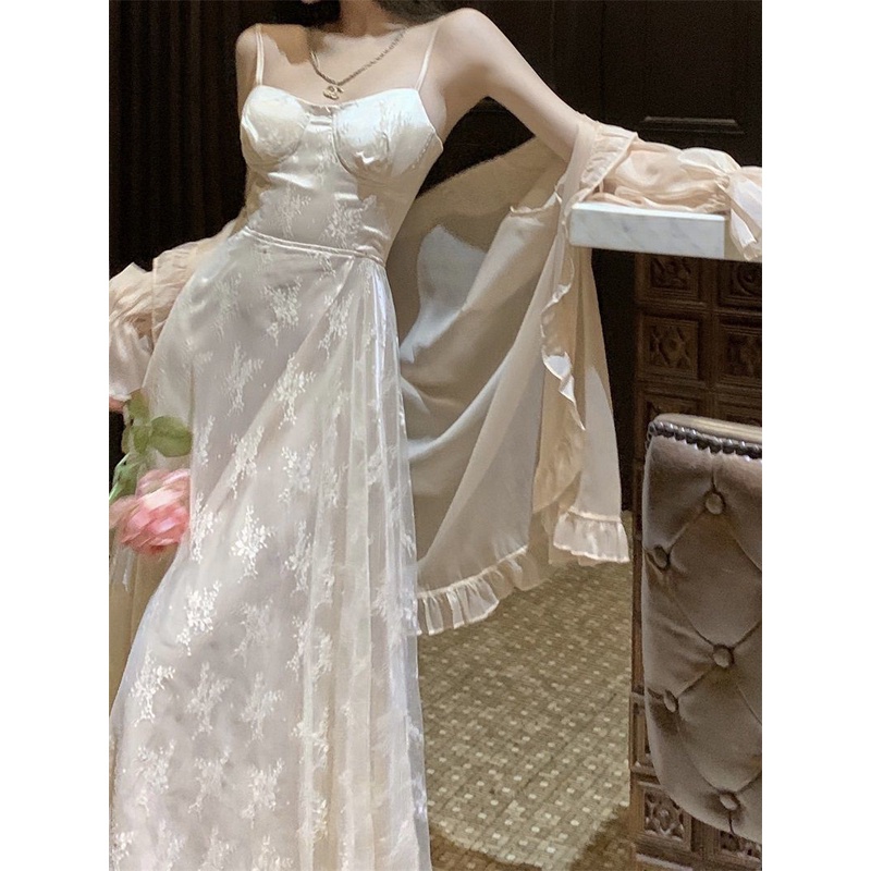Đầm Dài Hai Dây Thời Trang Mùa Hè Phong Cách Cung Điện
