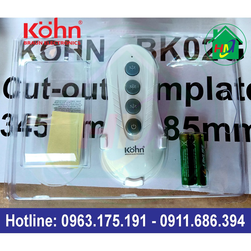 Đèn Sưởi Nhà Tắm 2 Bóng Âm Trần Kohn BK02GR Điều Khiển Từ Xa