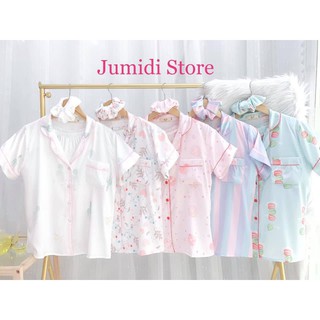 Bộ pyjama mặc nhà lụa đùi - hoạ tiết xinh