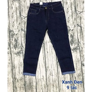 Thời trang nữ bigsize (55 kg-95kg) Quần jeans #9tấc ôm dáng chuẩn trơn lật lai. Bigsize 30-42. Mã xanh đen, muối tiêu