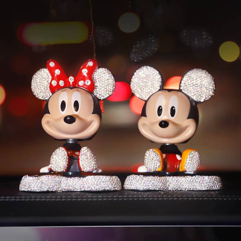 Chuột Mickey Minie Đính Đá Lắc Lư Đầu Dễ Thương Trang Trí Taplo ô tô