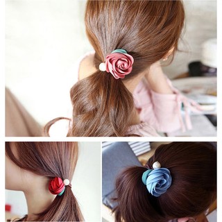 CH026 Cột tóc hoa vải Rosy handmade