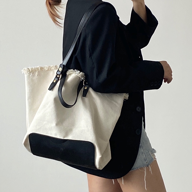 Túi Xách canvas Sức Chứa Lớn Phối Màu Thời Trang Cho Nữ